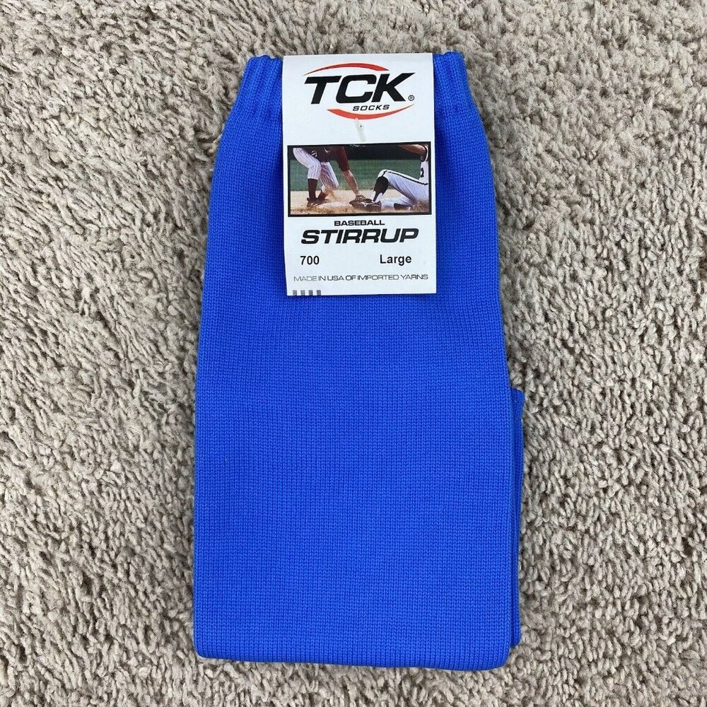 TCK Baseball Stirrup Socks 4" 700 Mens‎ Large (9-12) Royal/Lions Blue Nylon NWT
